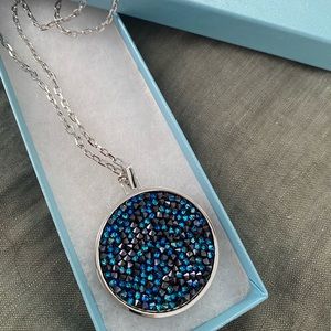 Touchstone Crystal Rock and Roll Pendent - Reversable Swarovski Necklace 36"